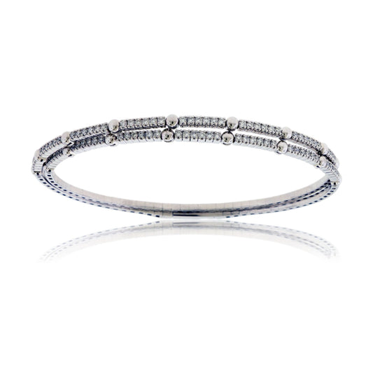 Lab Grown Diamond Beaded Double Flex Bangle Bracelet - Park City Jewelers