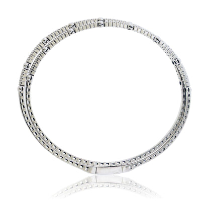 Lab Grown Diamond Beaded Double Flex Bangle Bracelet - Park City Jewelers