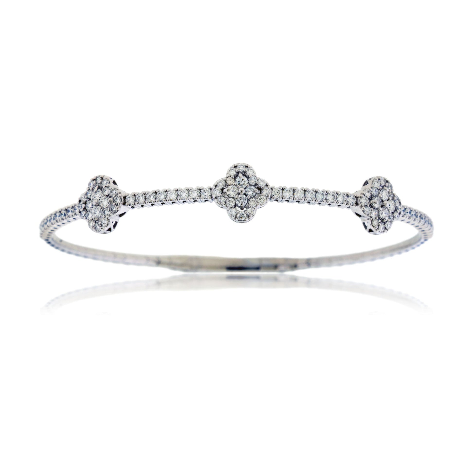 Lab Grown Diamond Cluster Clover Flex Bangle Bracelet - Park City Jewelers