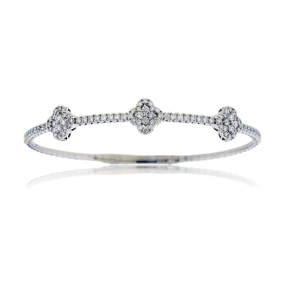 Lab Grown Diamond Cluster Clover Flex Bangle Bracelet - Park City Jewelers