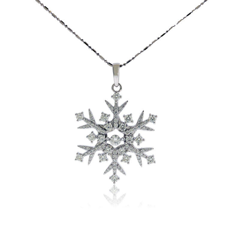 LARGE Gold Dancing Diamond Snowflake Necklace - Park City Jewelers