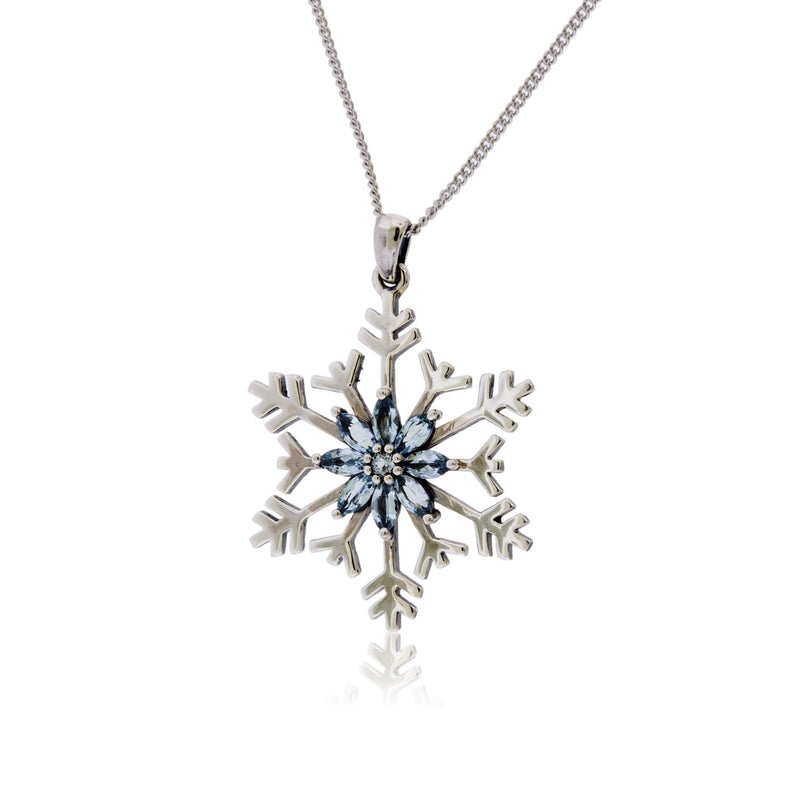 Marquise Blue Topaz Snowflake Pendant - Park City Jewelers