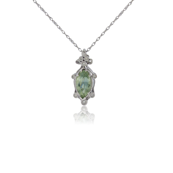 Marquise Green Sapphire with Vintage Style Pendant - Park City Jewelers