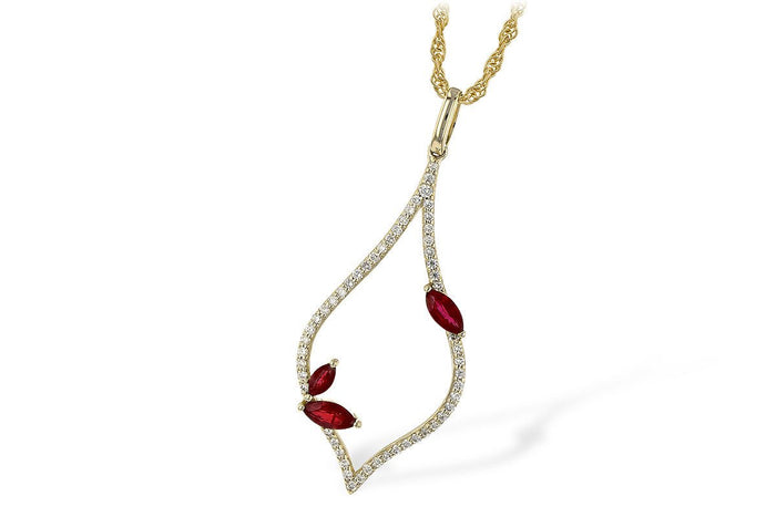 Marquise Ruby Pendant with Diamond Accents - Park City Jewelers