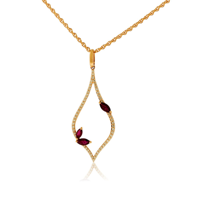 Marquise Ruby Pendant with Diamond Accents - Park City Jewelers