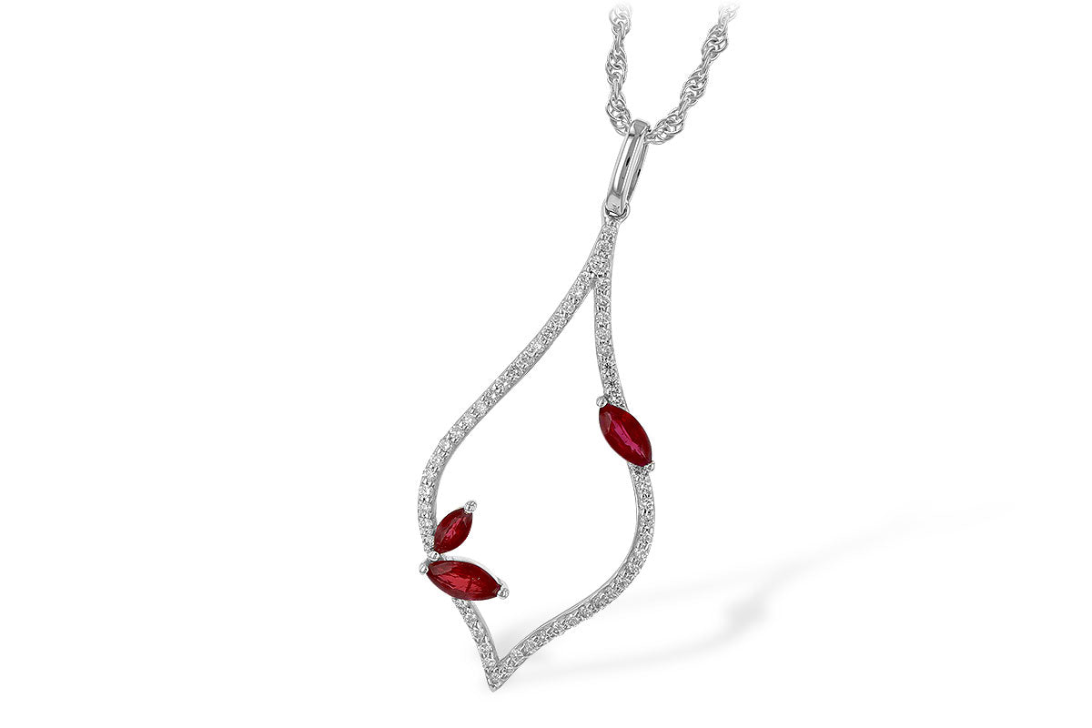 Marquise Ruby Pendant with Diamond Accents - Park City Jewelers
