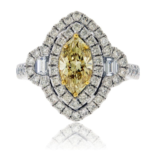 Marquise Yellow Diamond Double Halo Ring - Park City Jewelers
