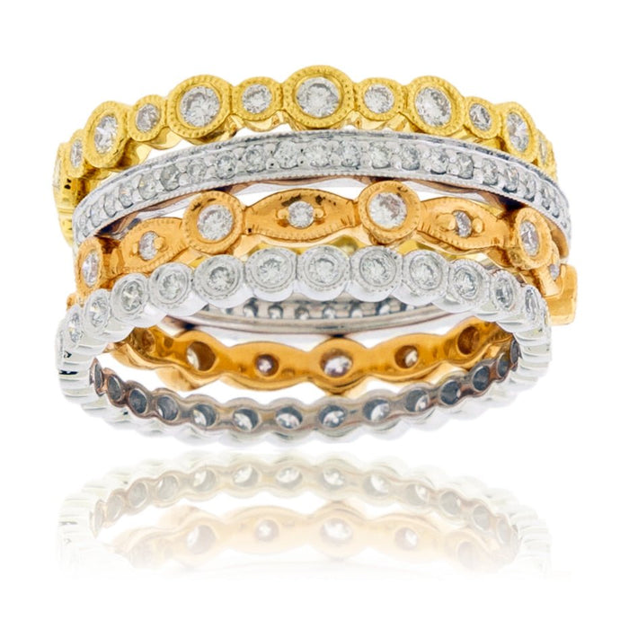 Milgrain Style Bezel Set Stackable Bands - Park City Jewelers