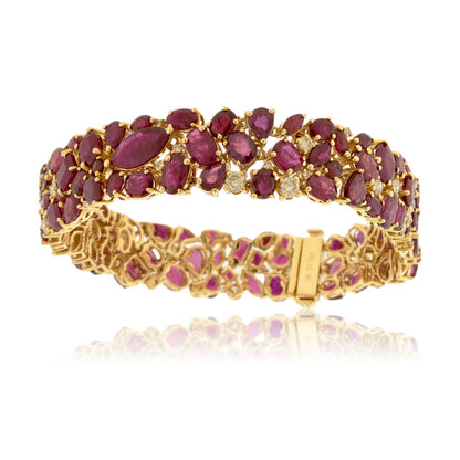 Mixed Cut Ruby with Diamond Accent Bracelet - Park City Jewelers