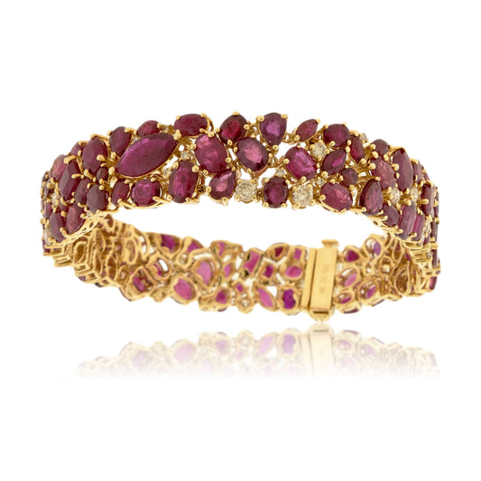 Mixed Cut Ruby with Diamond Accent Bracelet - Park City Jewelers