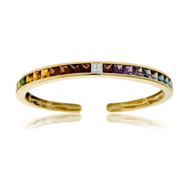 Mixed Gemstone & Diamond Flexing Bangle Bracelet - Park City Jewelers