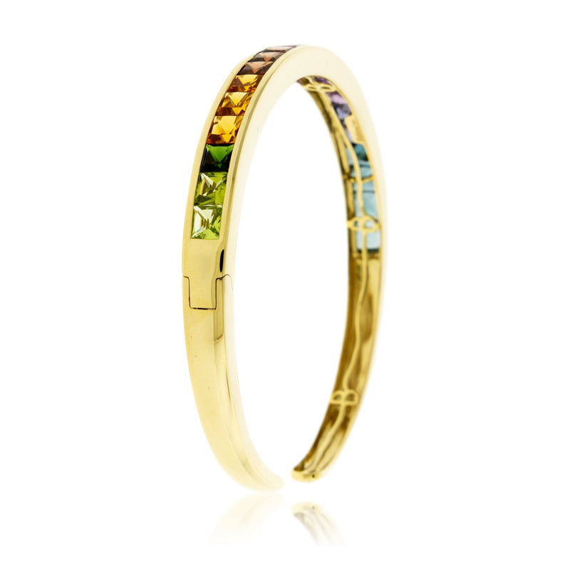 Mixed Gemstone & Diamond Flexing Bangle Bracelet - Park City Jewelers