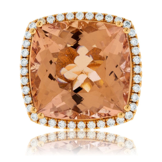 Modified Cushion - Cut Morganite & Diamond Ring - Park City Jewelers