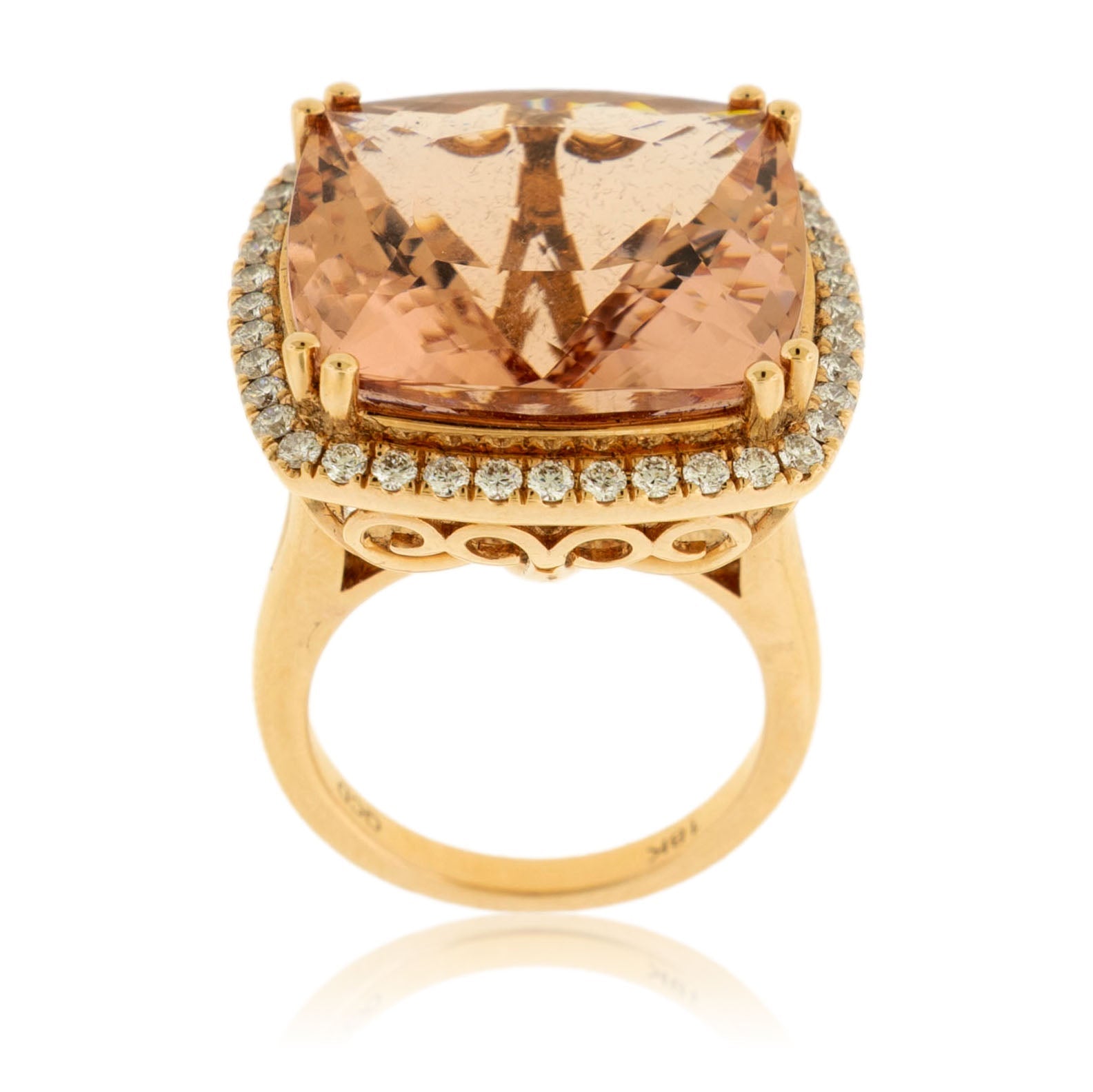 Modified Cushion - Cut Morganite & Diamond Ring - Park City Jewelers