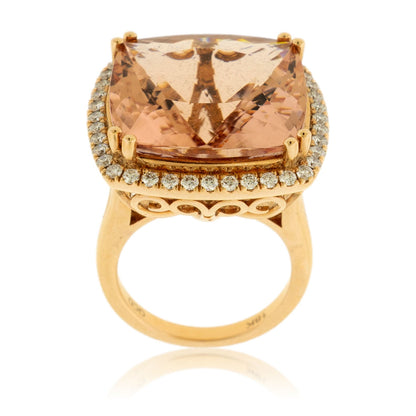 Modified Cushion - Cut Morganite & Diamond Ring - Park City Jewelers