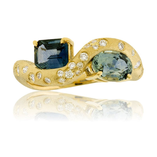 Montana Sapphire and Diamond Confetti Style Ring - Park City Jewelers