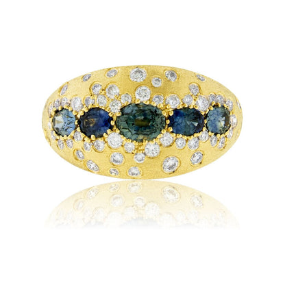Montana Sapphire Five Stone Diamond Accented Ring - Park City Jewelers
