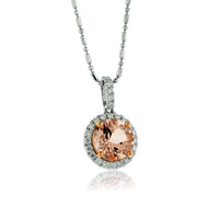 Morganite and Diamond Halo Pendant - Park City Jewelers