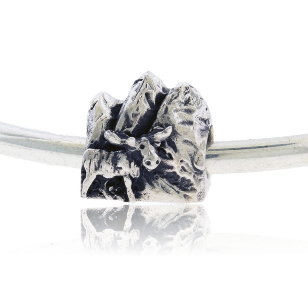 Mountain and Moose Bracelet Bead - Park City Jewelers
