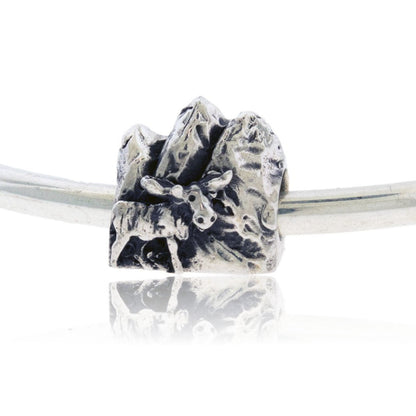 Mountain and Moose Bracelet Bead - Park City Jewelers