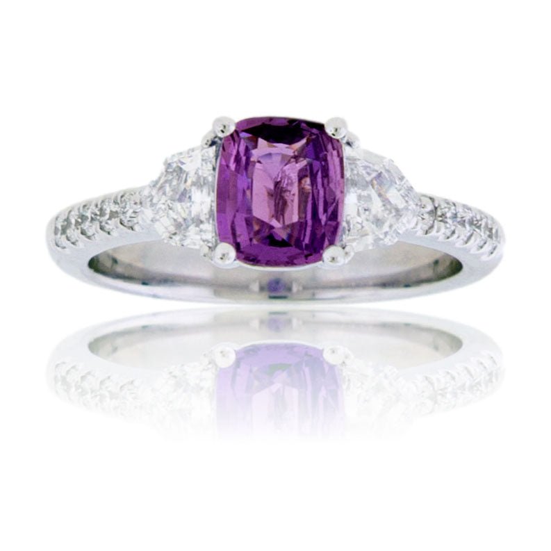 Natural Vivid Violet No Heat Sapphire & Diamond Ring - Park City Jewelers