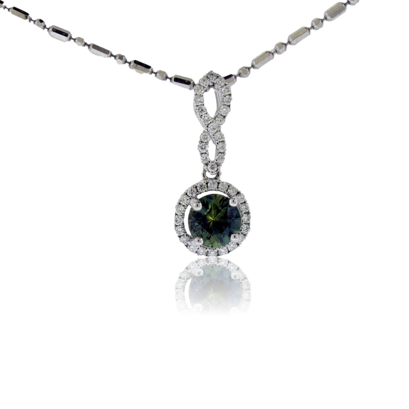 No Heat Sapphire and Diamond Accented Halo Pendant - Park City Jewelers