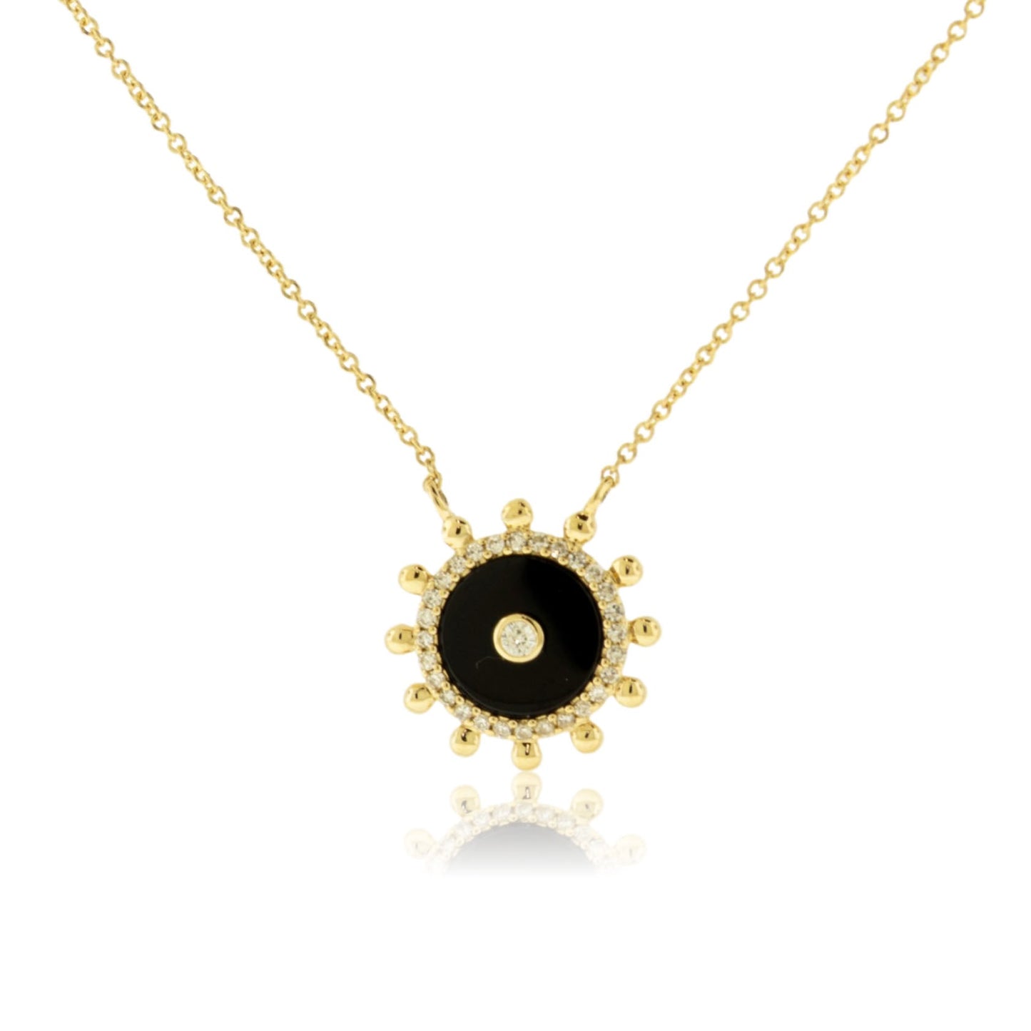 Onyx and Diamond Ship Wheel Pendant w/Chain - Park City Jewelers