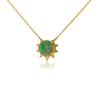 Opal Cabochon & Diamond Burst Halo Pendant - Park City Jewelers
