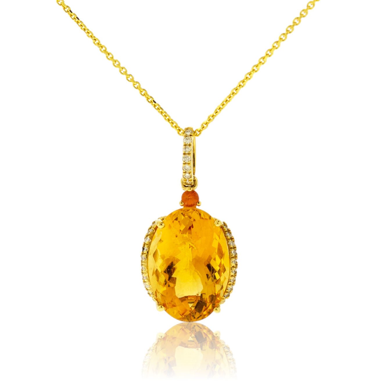 Orange Sapphire & Diamond Pendant w/Chain - Park City Jewelers