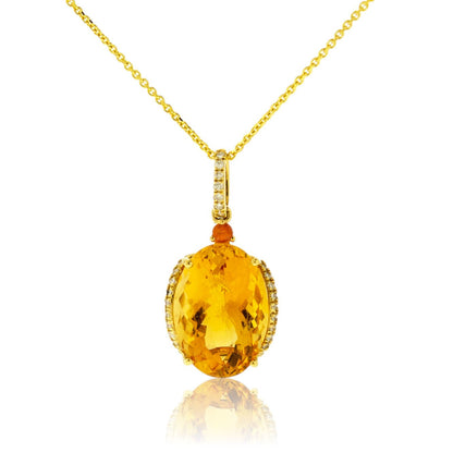 Orange Sapphire & Diamond Pendant w/Chain - Park City Jewelers