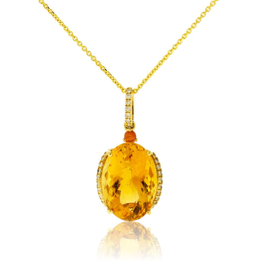 Orange Sapphire & Diamond Pendant w/Chain - Park City Jewelers