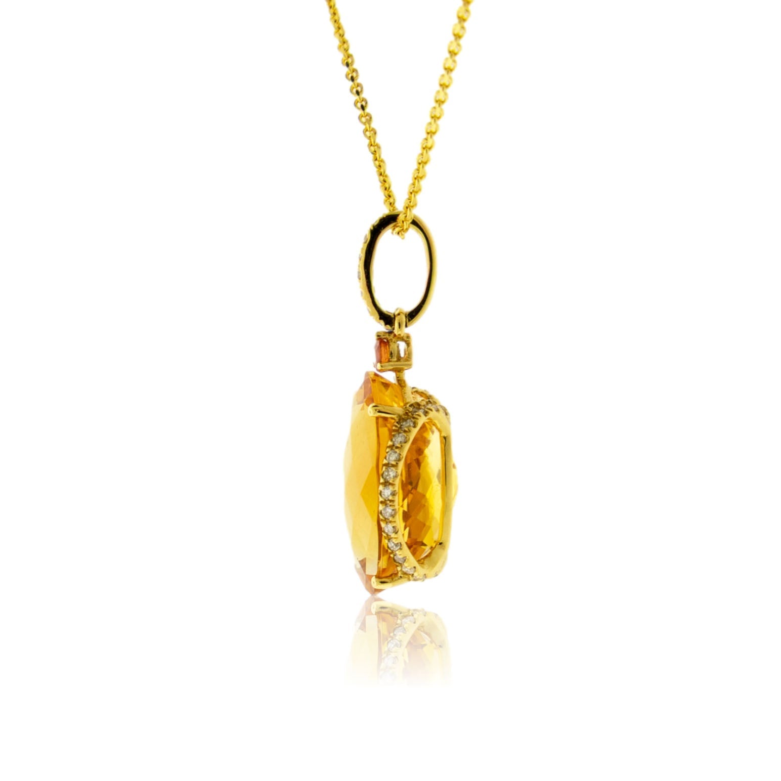 Orange Sapphire & Diamond Pendant w/Chain - Park City Jewelers