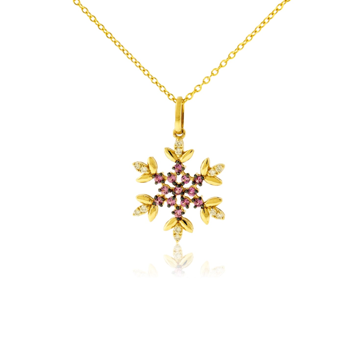 Orange Sapphire Snowflake Pendant w/Chain - Park City Jewelers