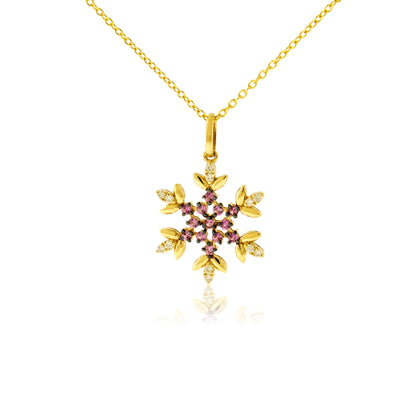 Orange Sapphire Snowflake Pendant w/Chain - Park City Jewelers