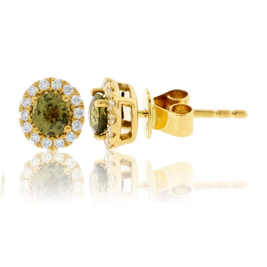 Oval Alexandrite and Diamond Halo Stud Earrings - Park City Jewelers