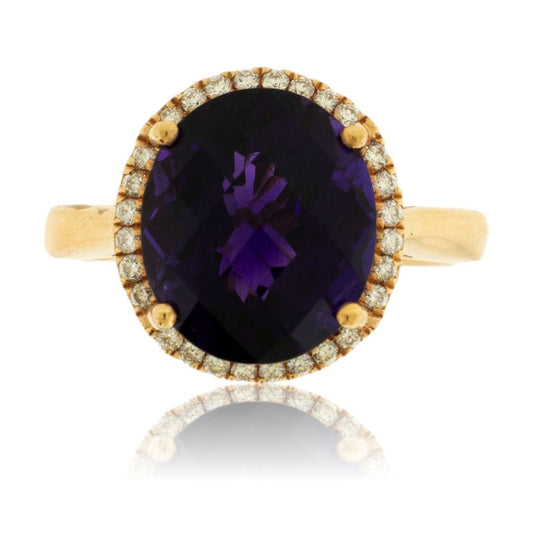 Oval Amethyst with Diamond Halo Ring - Park City Jewelers