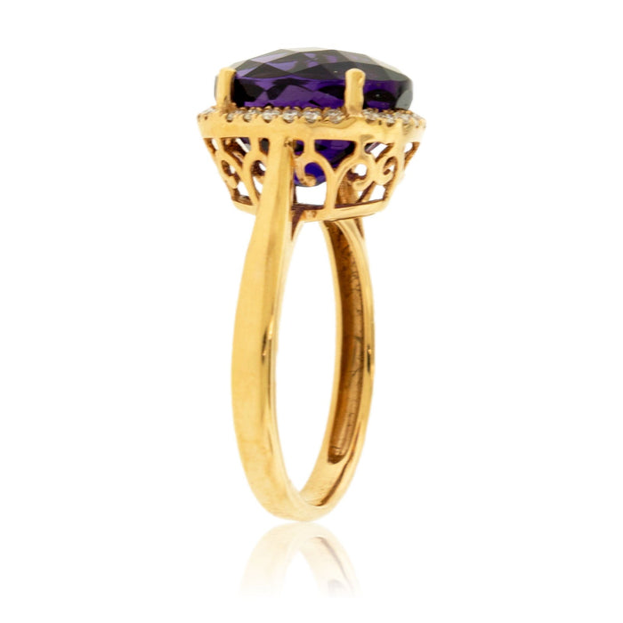 Oval Amethyst with Diamond Halo Ring - Park City Jewelers