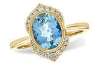 Oval - Cut Aquamarine with Unique Diamond Halo Ring - Park City Jewelers