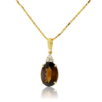Oval Desert Flame Topaz and Diamond Accented Pendant - Park City Jewelers