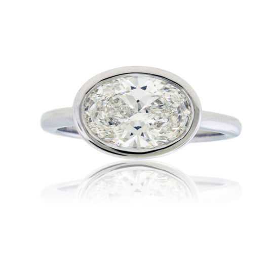 Oval Lab Grown Diamond Bezel Ring - Park City Jewelers