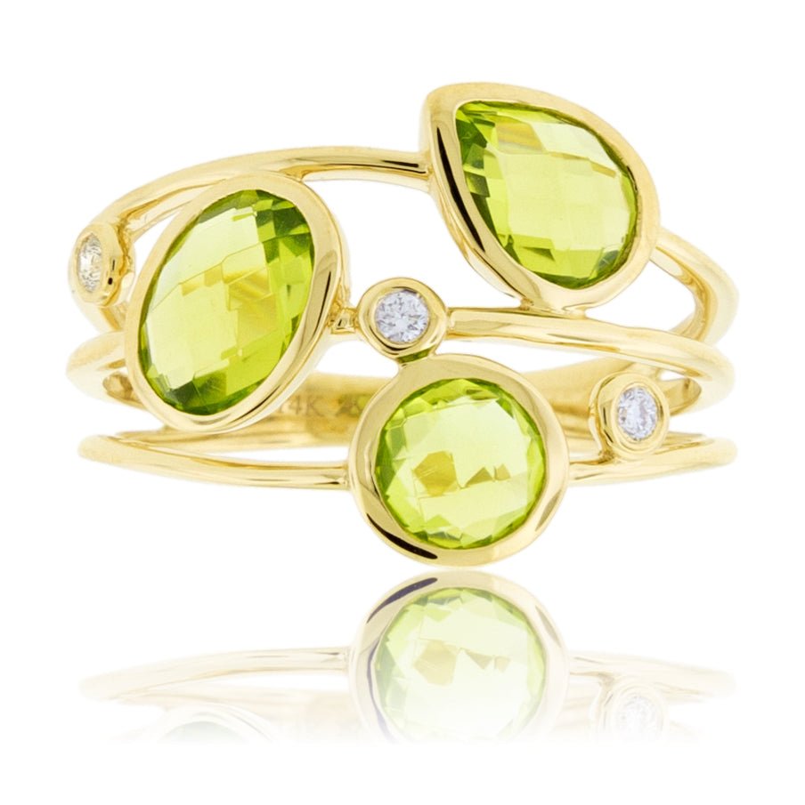 Oval, Pear, Round, Peridot Ring with Diamond Accents - Park City Jewelers