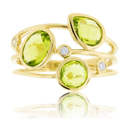 Oval, Pear, Round, Peridot Ring with Diamond Accents - Park City Jewelers