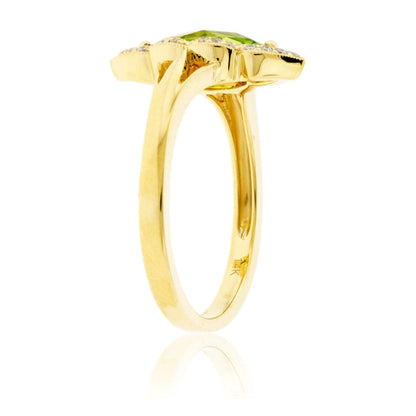 Oval Peridot Unique Halo Style Ring - Park City Jewelers