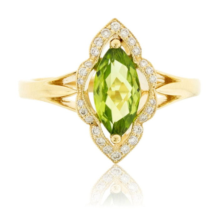 Oval Peridot Unique Halo Style Ring - Park City Jewelers