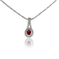 Oval Red Emerald and Diamond Pendant - Park City Jewelers