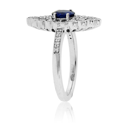 Oval Sapphire & Diamond Accented Scalloped Ring - Park City Jewelers