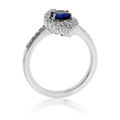 Oval Sapphire & Diamond Accented Scalloped Ring - Park City Jewelers