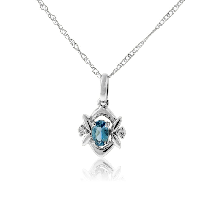 Oval Shaped Aquamarine & Diamond Accented Pendant - Park City Jewelers