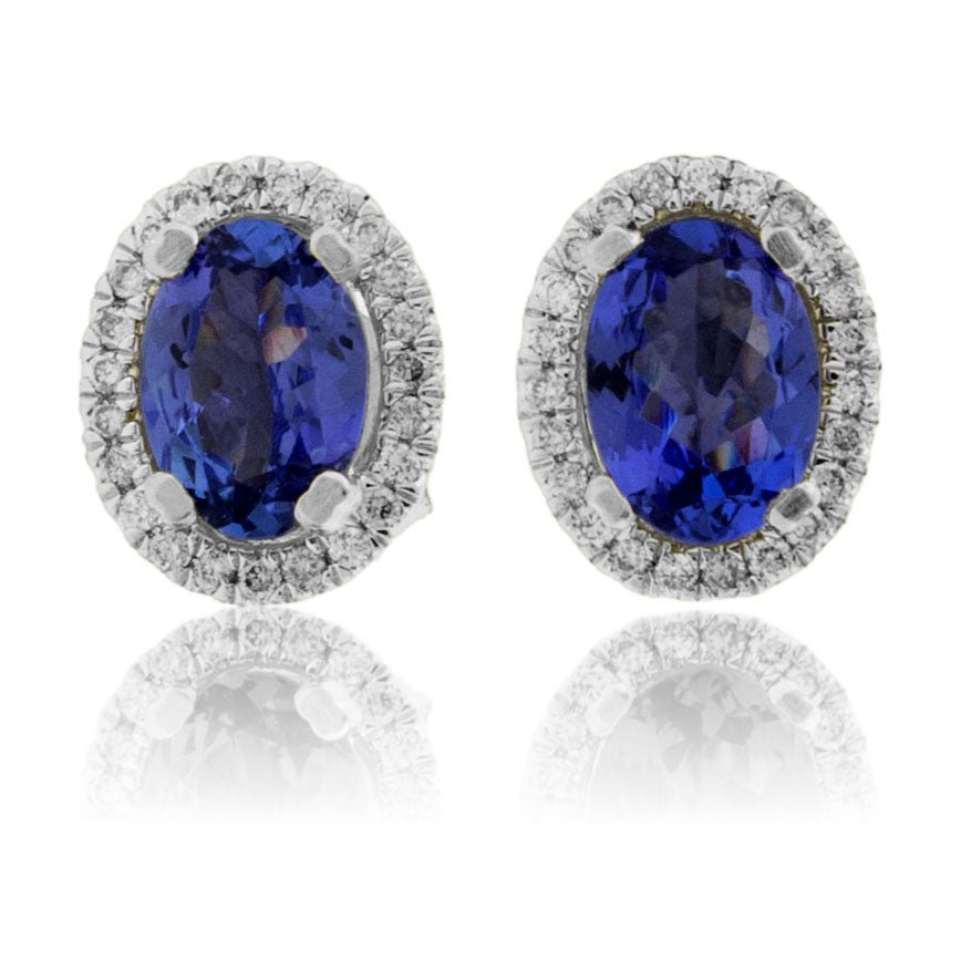 Oval Tanzanite & Diamond Halo Stud Earrings - Park City Jewelers