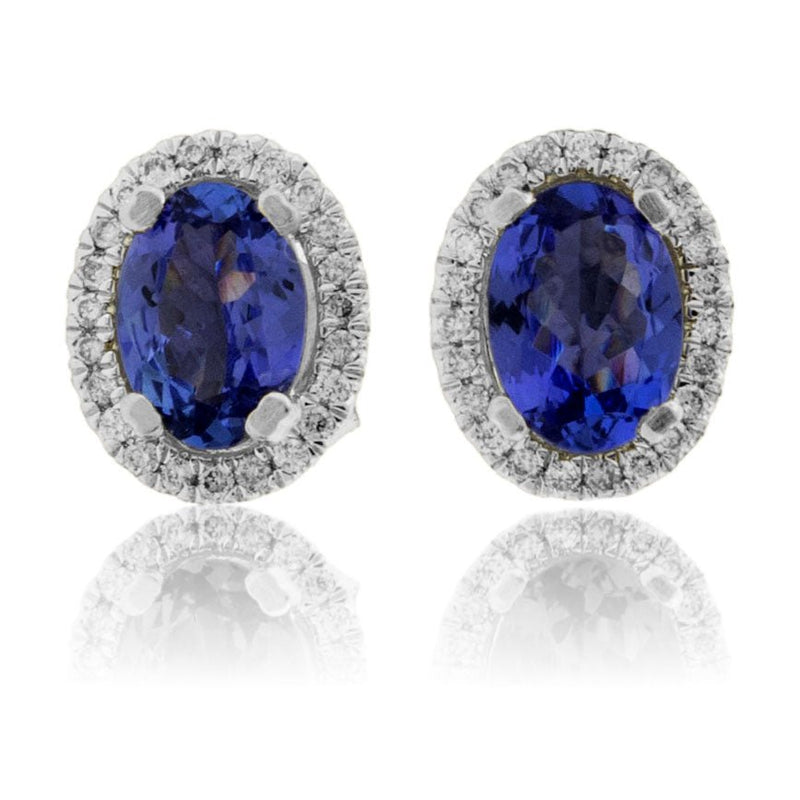 Oval Tanzanite & Diamond Halo Stud Earrings - Park City Jewelers